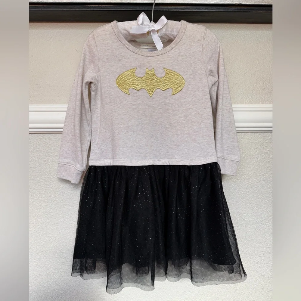 GAP Girls Tulle Batman Dress - Baby GAP x Junkfood Black Cream and Gold- Size 5